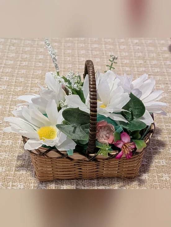 Handmade Little Artificial Flower Basket - Picture 2 of 6